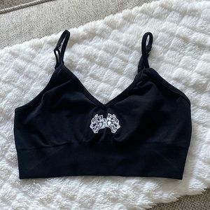 Darc Sport Black V-Neck Wolf Logo Bralette
